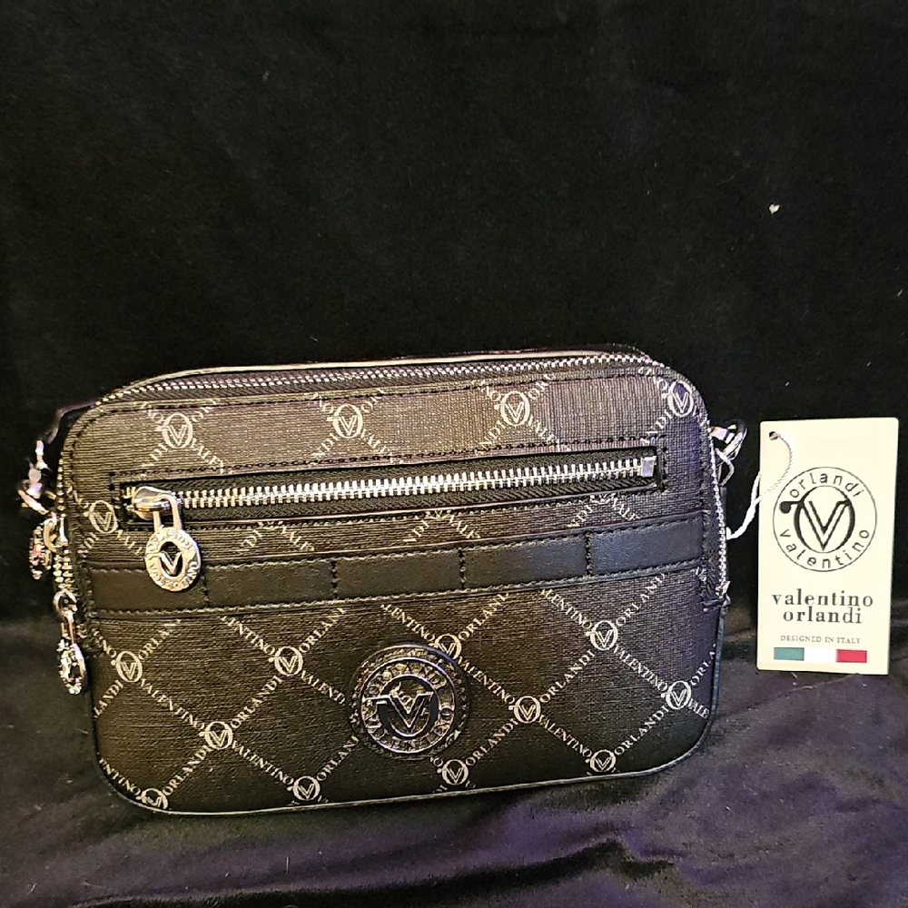 *Brand New* Valentino Orlandi Black and Silver Crossbody Bag